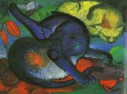 Franz Marc Two Cats, Blue and Yellow
